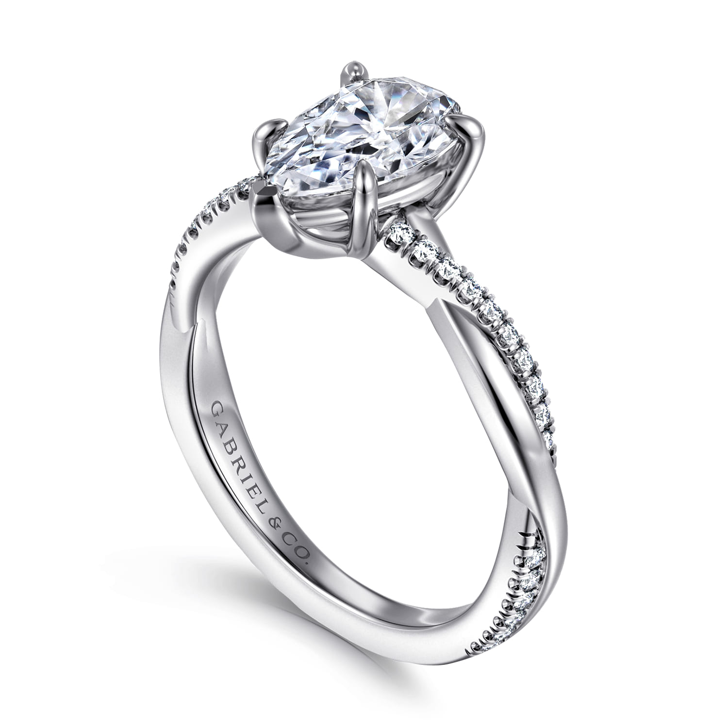 Campana - 14K White Gold Pear ShapeTwisted Diamond Engagement Ring - 0.16 ct - Shot 3