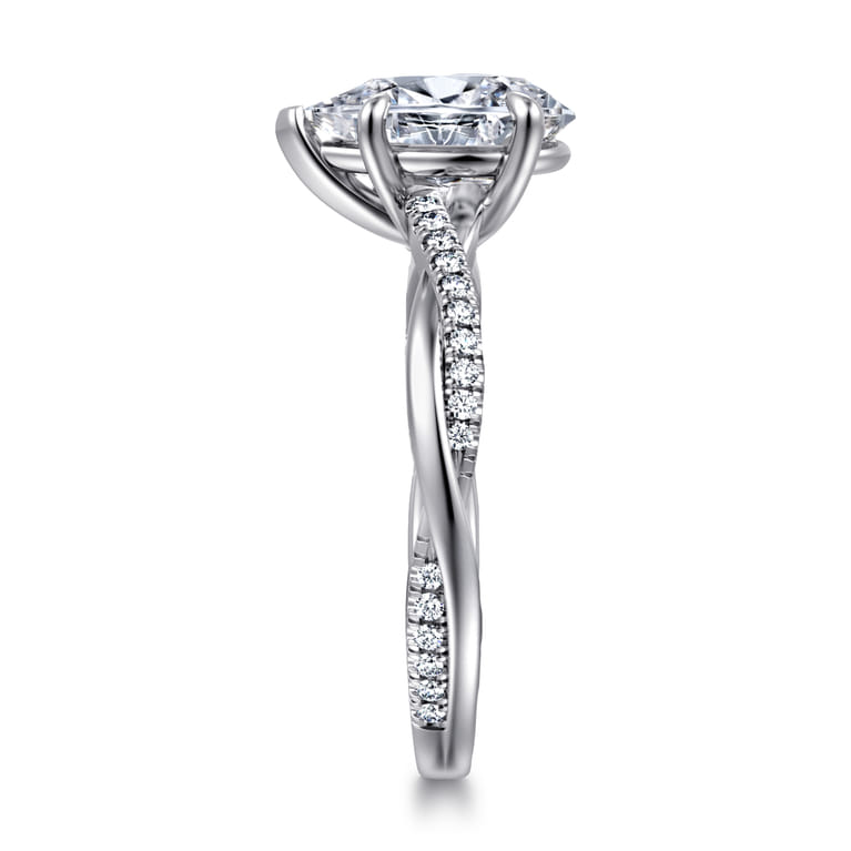 Campana - 14K White Gold Pear ShapeTwisted Diamond Engagement Ring - 0.16 ct - Shot 4
