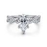 Josefina - 14K White Gold Twisted Pear Shape Diamond Engagement Ring - 0.24 ct
