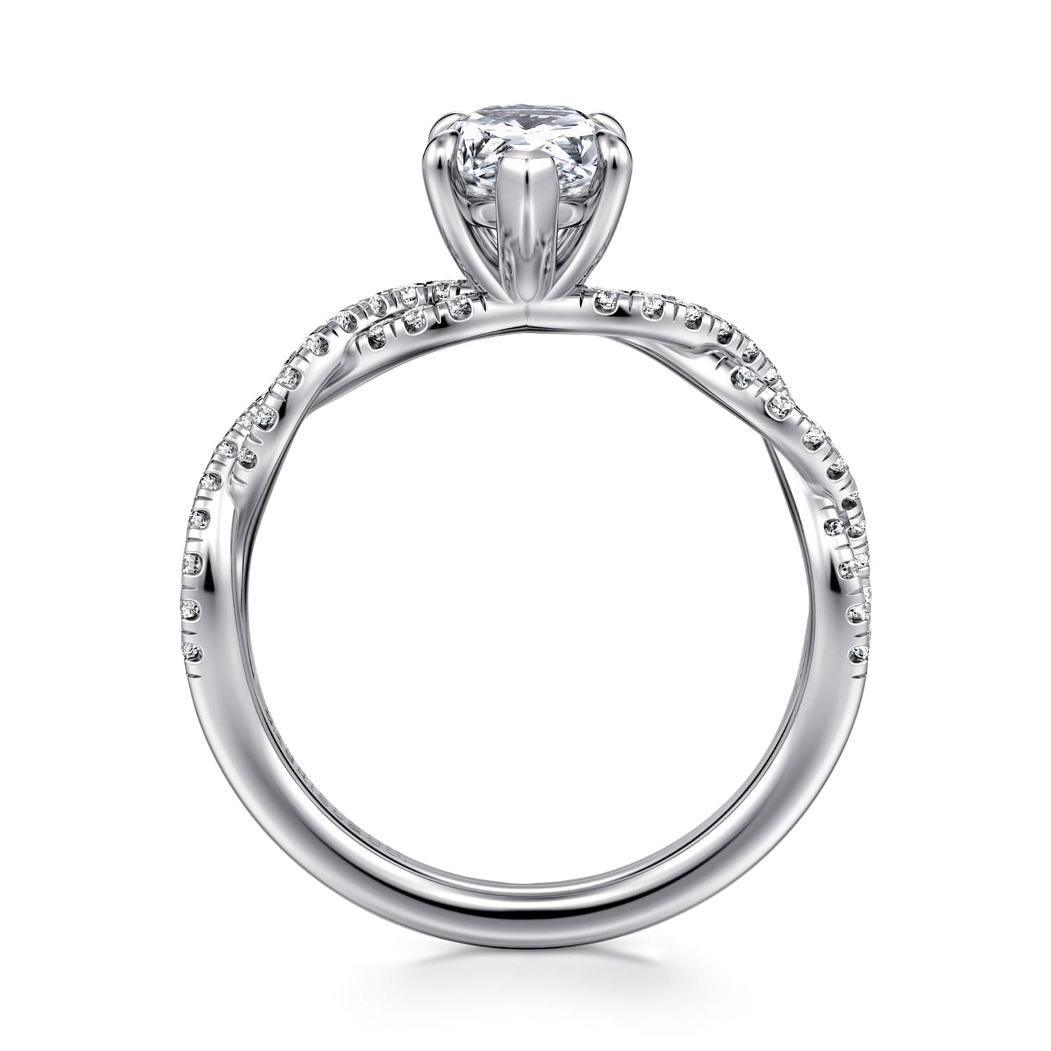 Josefina - 14K White Gold Twisted Pear Shape Diamond Engagement Ring - 0.24 ct - Shot 2