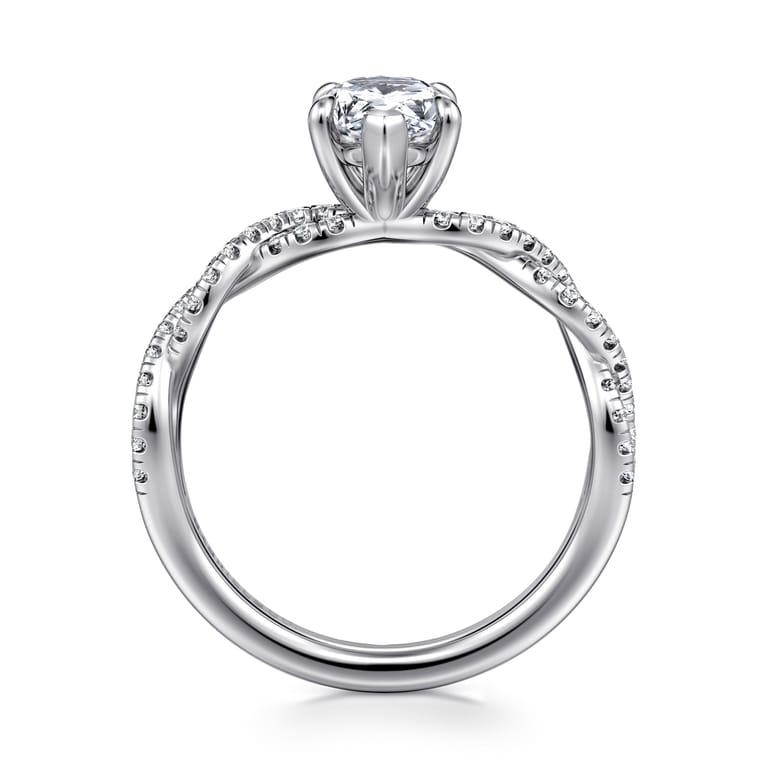 Josefina - 14K White Gold Twisted Pear Shape Diamond Engagement Ring - 0.24 ct - Shot 2