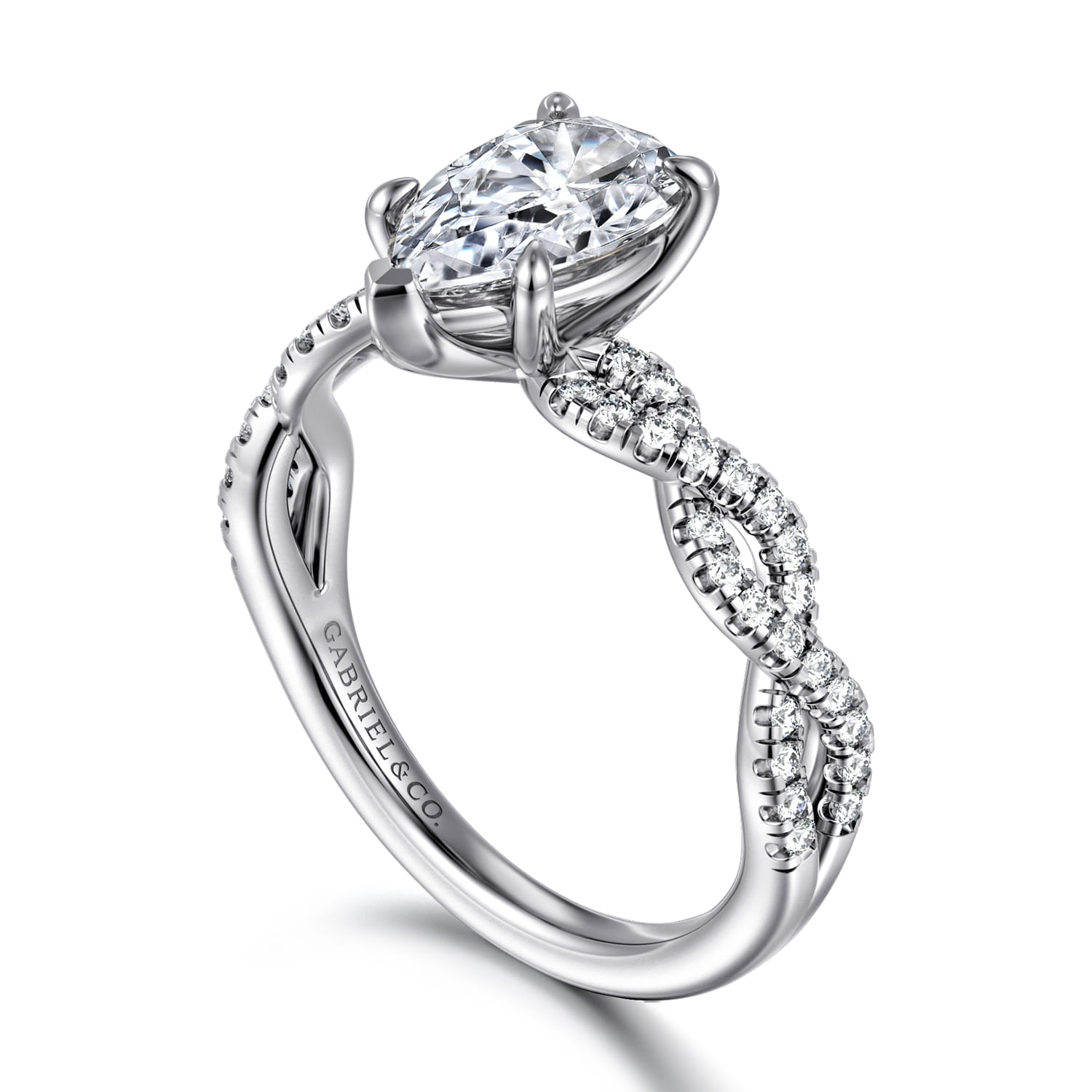 Josefina - 14K White Gold Twisted Pear Shape Diamond Engagement Ring - 0.24 ct - Shot 3