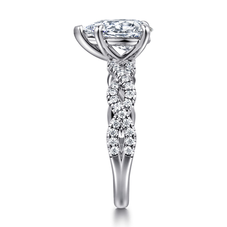 Josefina - 14K White Gold Twisted Pear Shape Diamond Engagement Ring - 0.24 ct - Shot 4