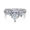 Deisha - 14K White Gold Twisted Pear Shape Diamond Engagement Ring - 0.4 ct