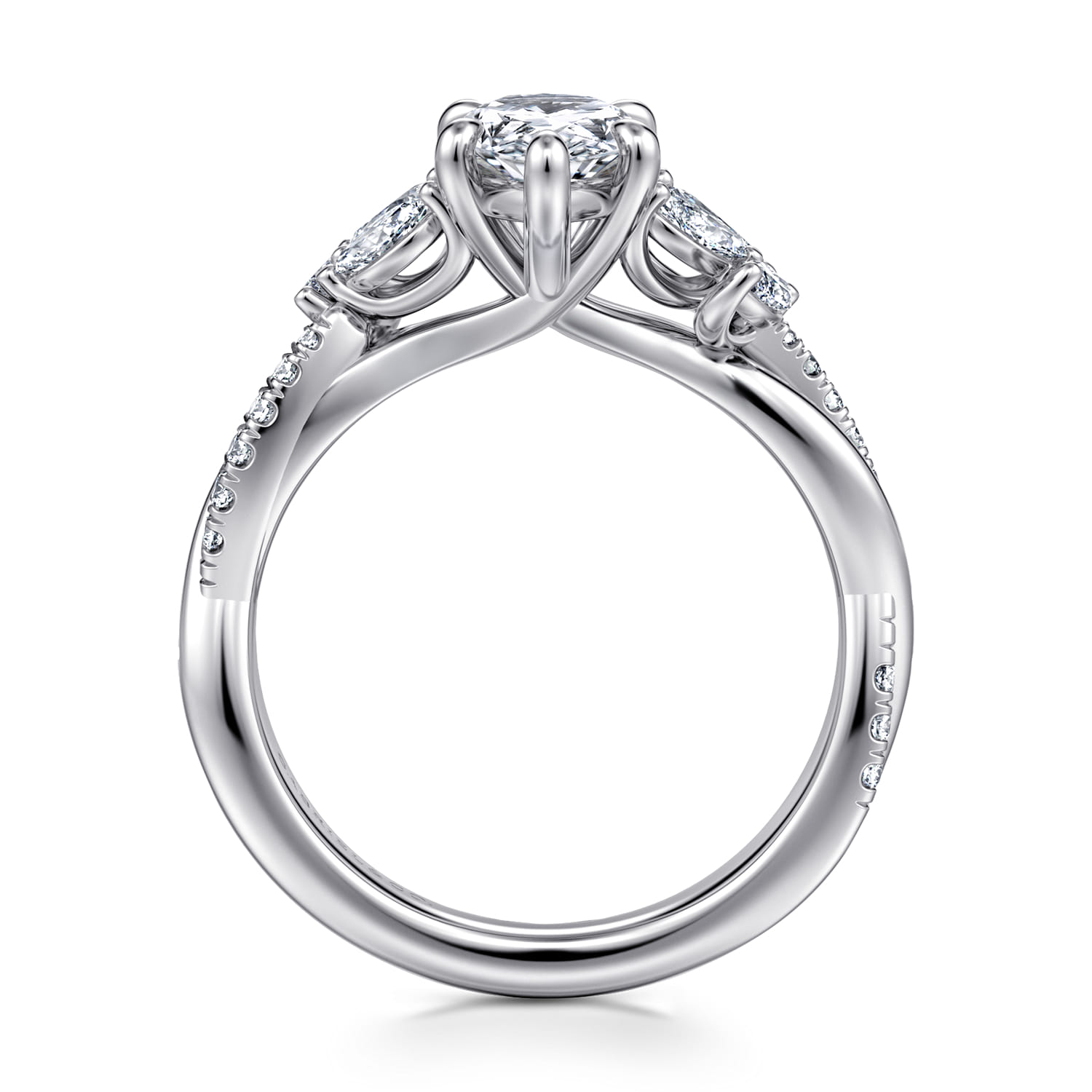 Deisha - 14K White Gold Twisted Pear Shape Diamond Engagement Ring - 0.4 ct - Shot 2