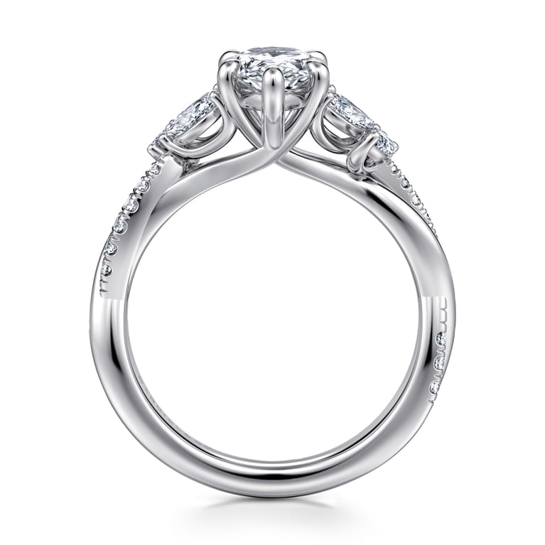Deisha - 14K White Gold Twisted Pear Shape Diamond Engagement Ring - 0.4 ct - Shot 2