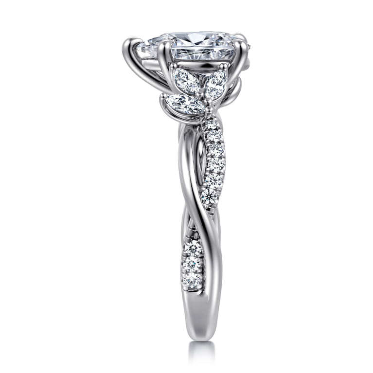 Deisha - 14K White Gold Twisted Pear Shape Diamond Engagement Ring - 0.4 ct - Shot 4