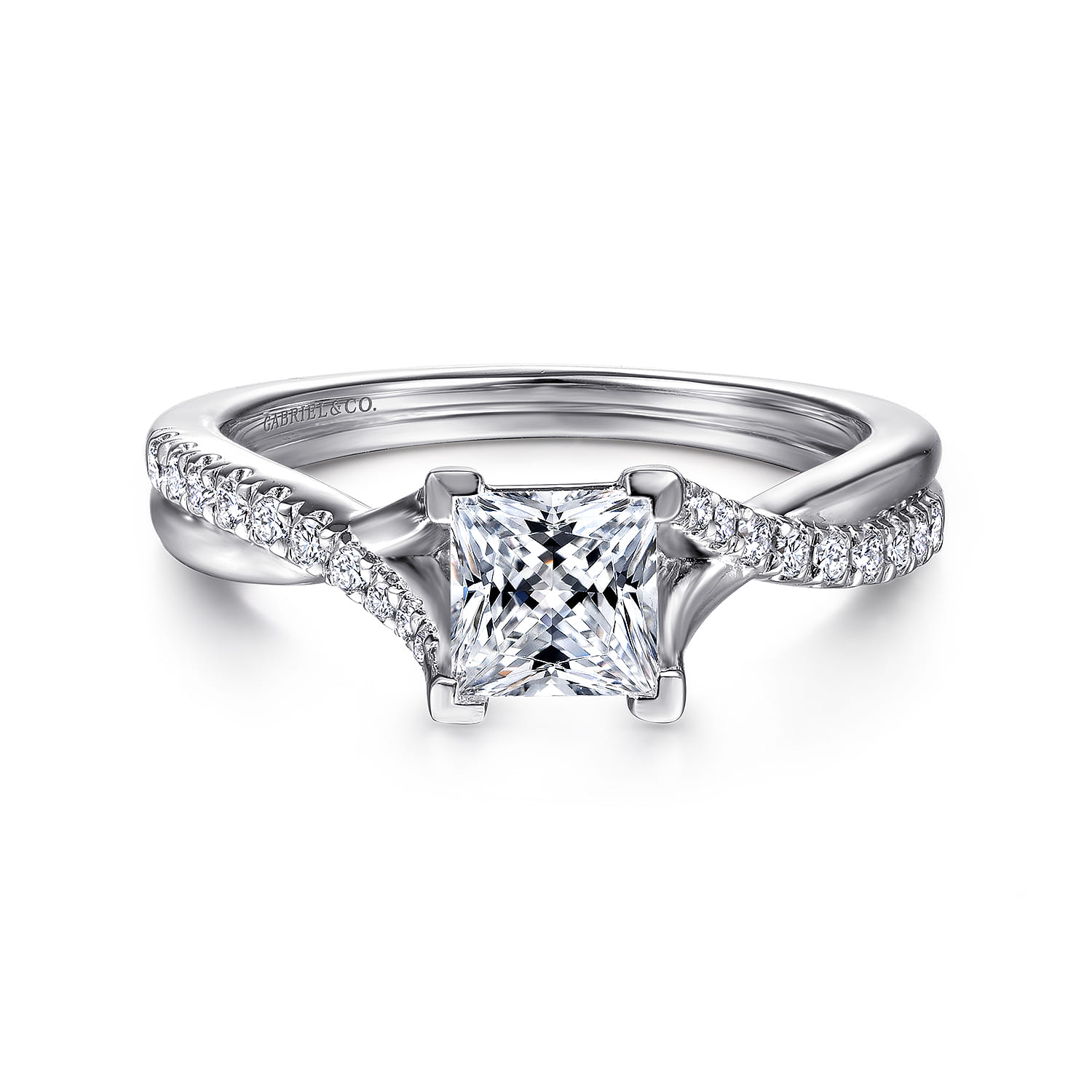 Leigh - 14K White Gold Princess Cut Diamond Engagement Ring - 0.15 ct - Shot 1