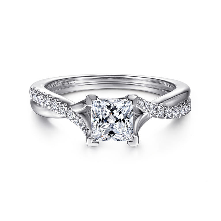 Leigh - 14K White Gold Princess Cut Diamond Engagement Ring - 0.15 ct - Shot 1