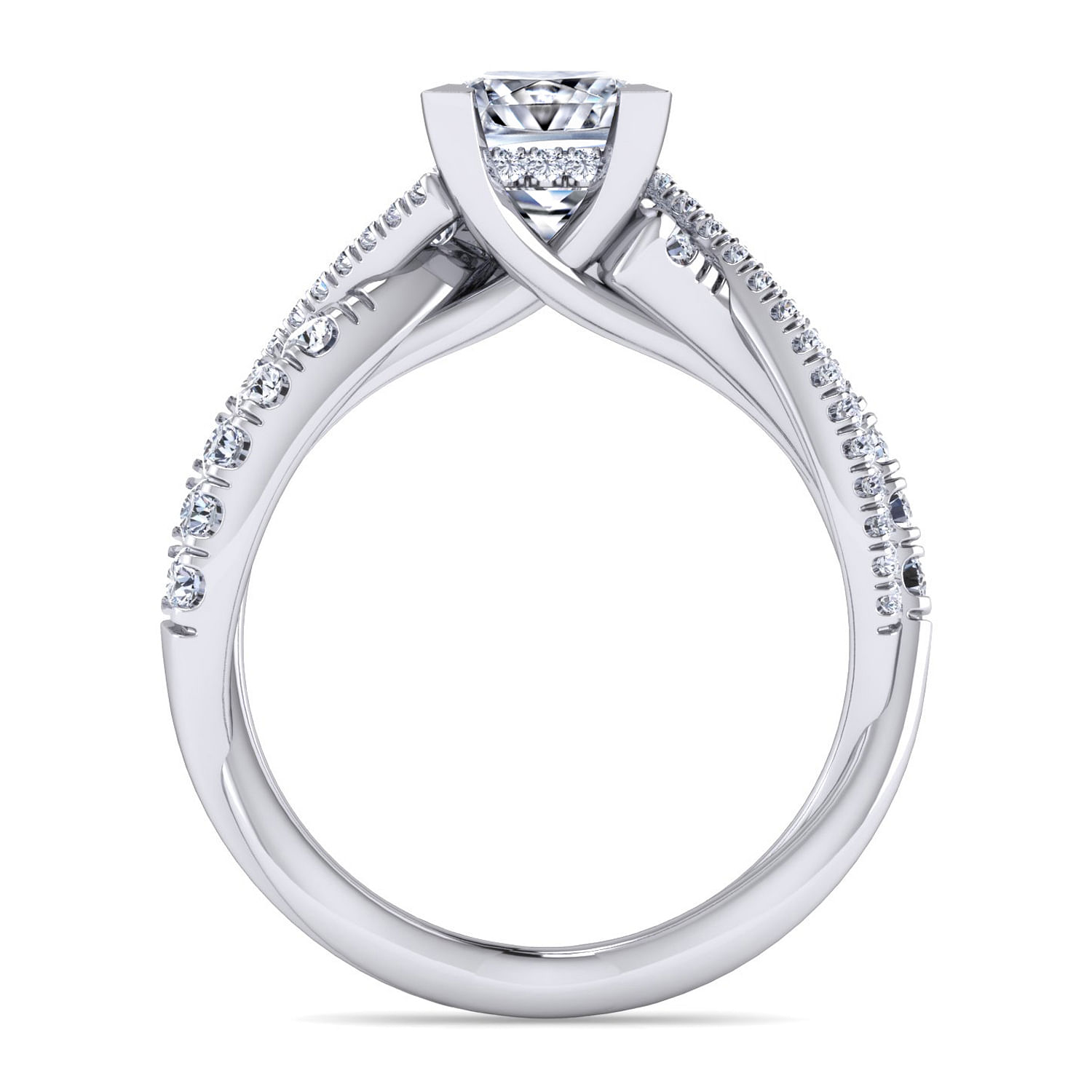 Sandrine - 14K White Gold Princess Cut Diamond Twisted Engagement Ring - 0.36 ct - Shot 2