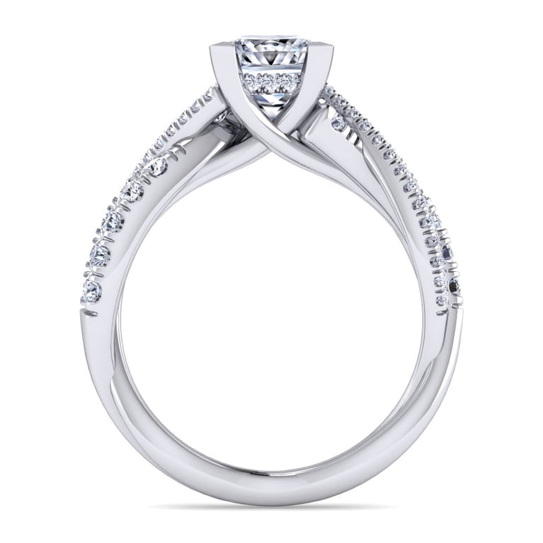 Sandrine - 14K White Gold Princess Cut Diamond Twisted Engagement Ring - 0.35 ct - Shot 2