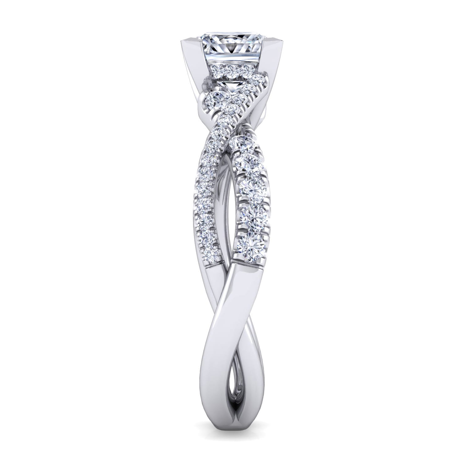 Sandrine - 14K White Gold Princess Cut Diamond Twisted Engagement Ring - 0.35 ct - Shot 5