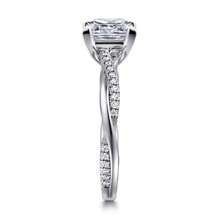 Campana - 14K White Gold Princess Cut Twisted Diamond Engagement Ring - 0.16 ct - Shot 4