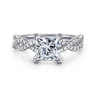 Josefina - 14K White Gold Twisted Princess Cut Diamond Engagement Ring - 0.24 ct