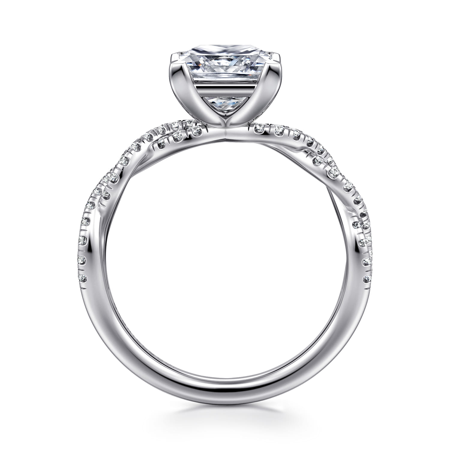 Josefina - 14K White Gold Twisted Princess Cut Diamond Engagement Ring - 0.24 ct - Shot 2