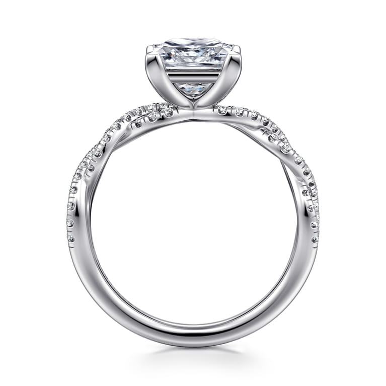 Josefina - 14K White Gold Twisted Princess Cut Diamond Engagement Ring - 0.24 ct - Shot 2