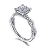 Josefina - 14K White Gold Twisted Princess Cut Diamond Engagement Ring - 0.24 ct