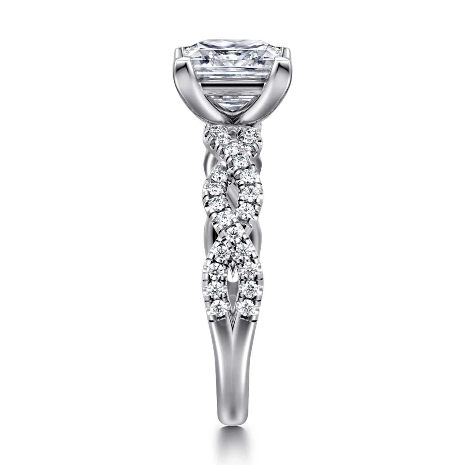 Josefina - 14K White Gold Twisted Princess Cut Diamond Engagement Ring - 0.24 ct - Shot 4