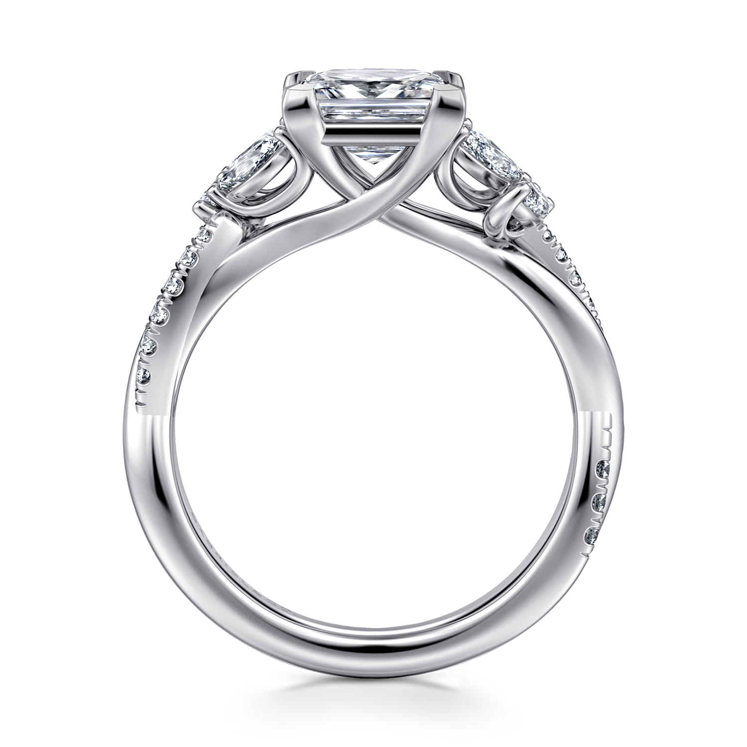 Deisha - 14K White Gold Twisted Princess Cut Diamond Engagement Ring - 0.4 ct - Shot 2