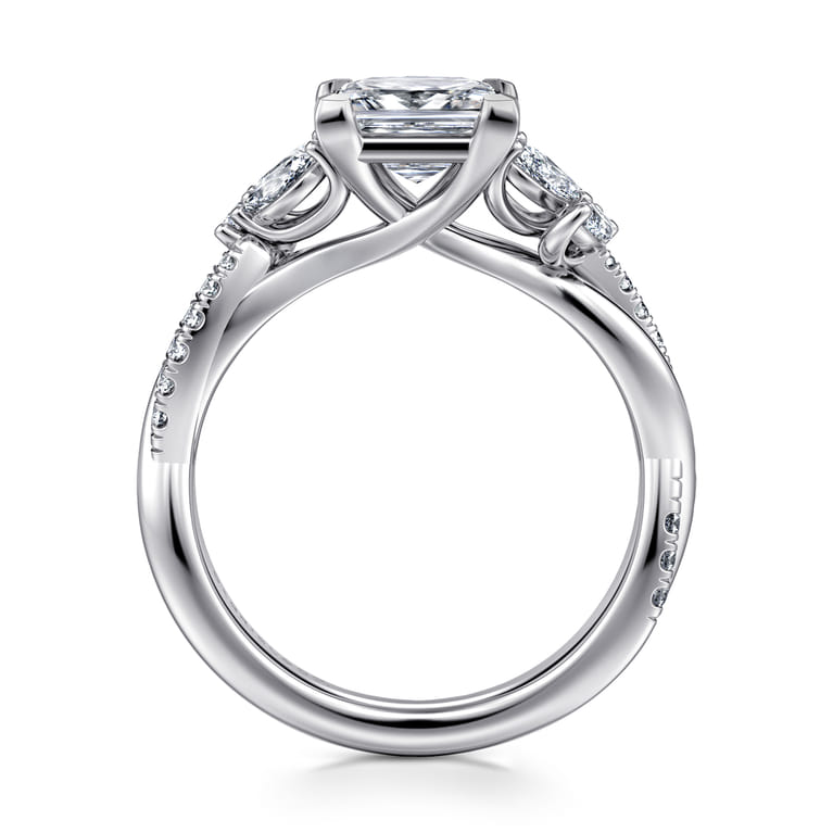 Deisha - 14K White Gold Twisted Princess Cut Diamond Engagement Ring - 0.4 ct - Shot 2