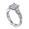 Deisha - 14K White Gold Twisted Princess Cut Diamond Engagement Ring - 0.4 ct
