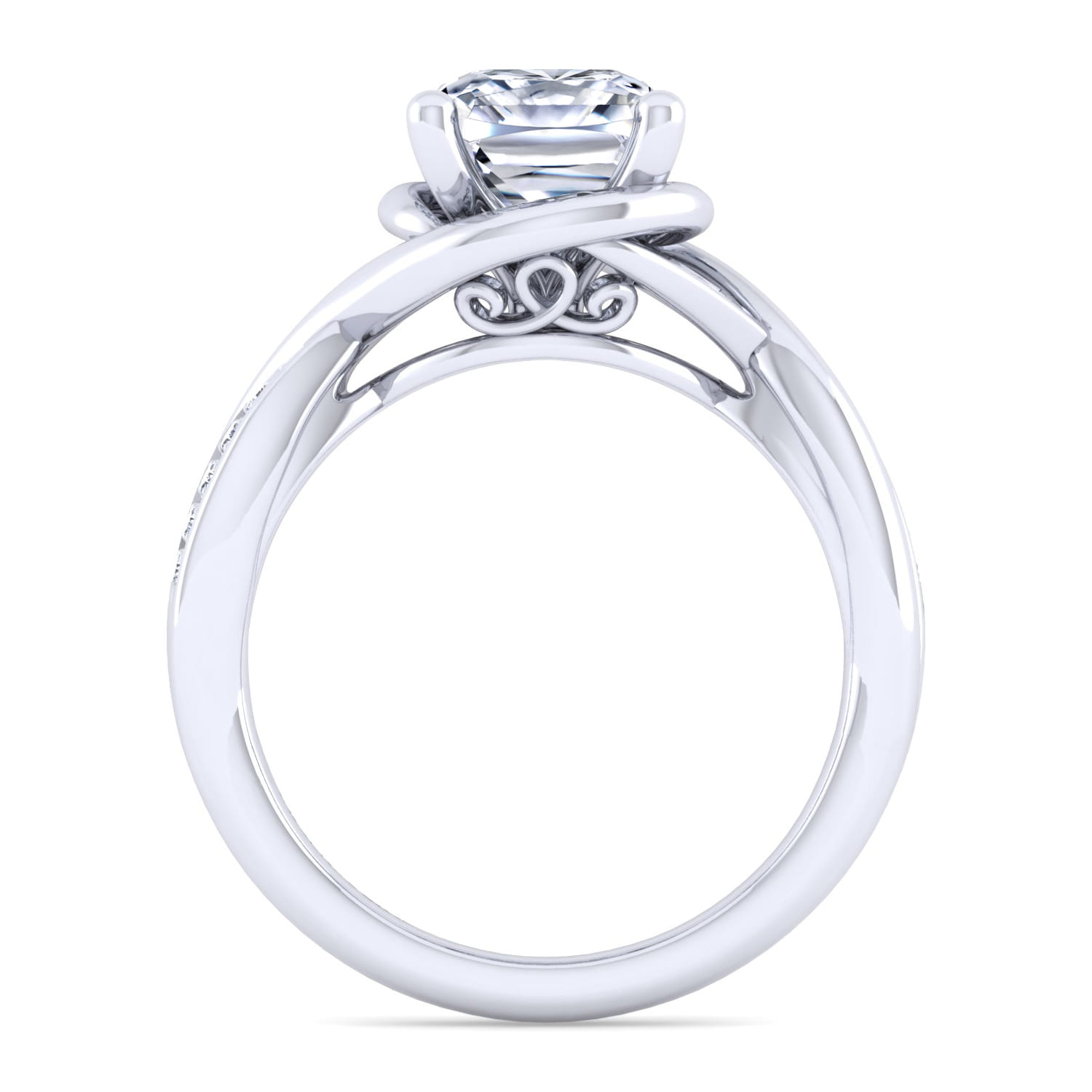 Bailey - 14K White Gold Twisted Round Diamond Engagement Ring - 0.1 ct - Shot 2
