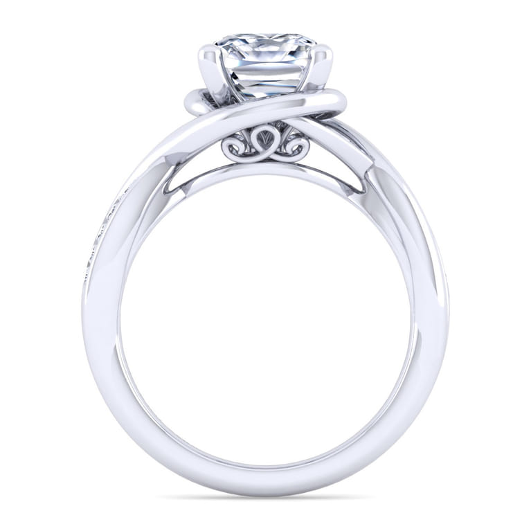 Bailey - 14K White Gold Twisted Round Diamond Engagement Ring - 0.1 ct - Shot 2