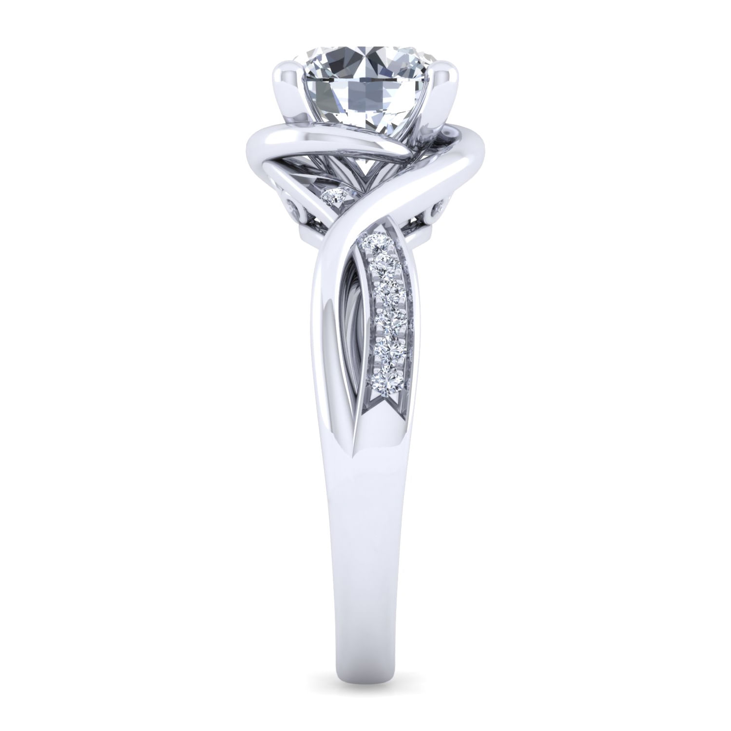 Bailey - 14K White Gold Twisted Round Diamond Engagement Ring - 0.1 ct - Shot 5