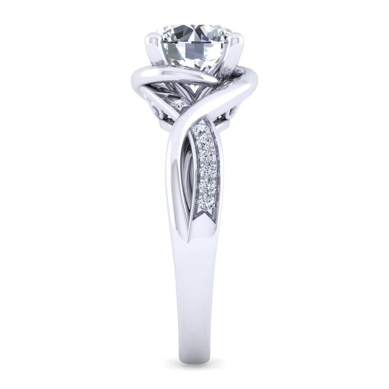 Bailey - 14K White Gold Twisted Round Diamond Engagement Ring - 0.1 ct - Shot 5