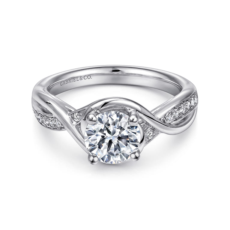 Bailey - 14K White Gold Round Twisted Diamond Channel Set Engagement Ring - 0.09 ct - Shot 1