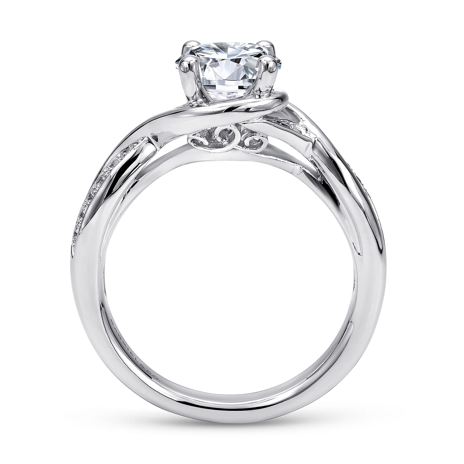 Bailey - 14K White Gold Round Twisted Diamond Channel Set Engagement Ring - 0.09 ct - Shot 2