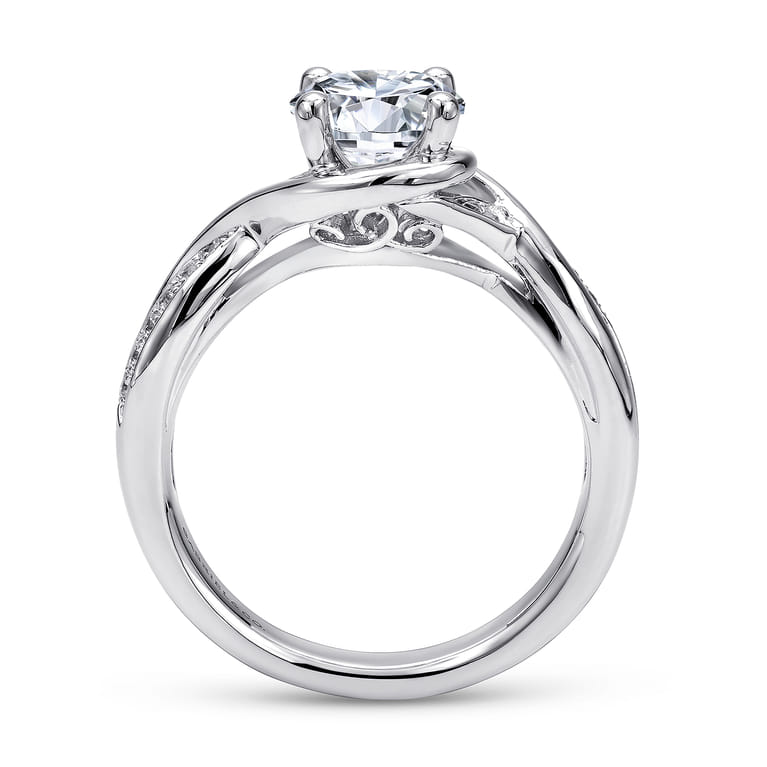 Bailey - 14K White Gold Round Twisted Diamond Channel Set Engagement Ring - 0.09 ct - Shot 2