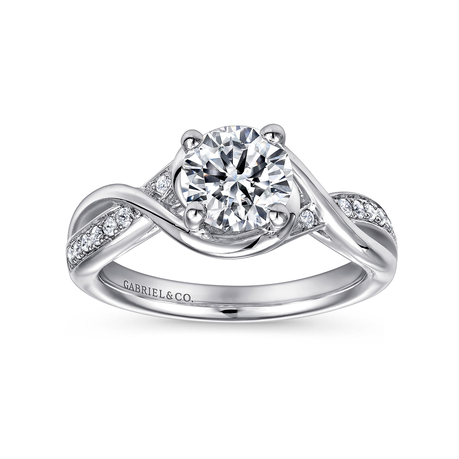 Bailey - 14K White Gold Round Twisted Diamond Channel Set Engagement Ring - 0.09 ct - Shot 5