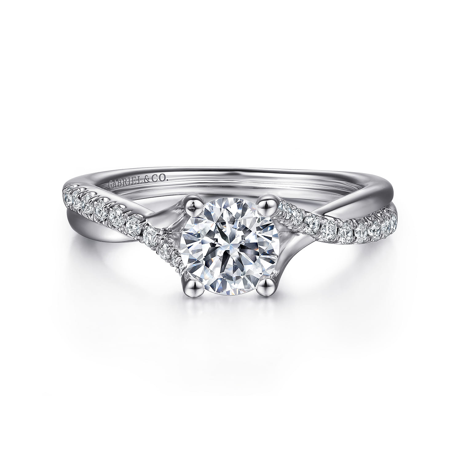 Leigh - 14K White Gold Round Diamond Engagement Ring - 0.14 ct - Shot 1