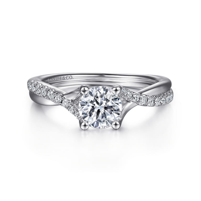 Leigh - 14K White Gold Round Diamond Engagement Ring - 0.14 ct - Shot 1