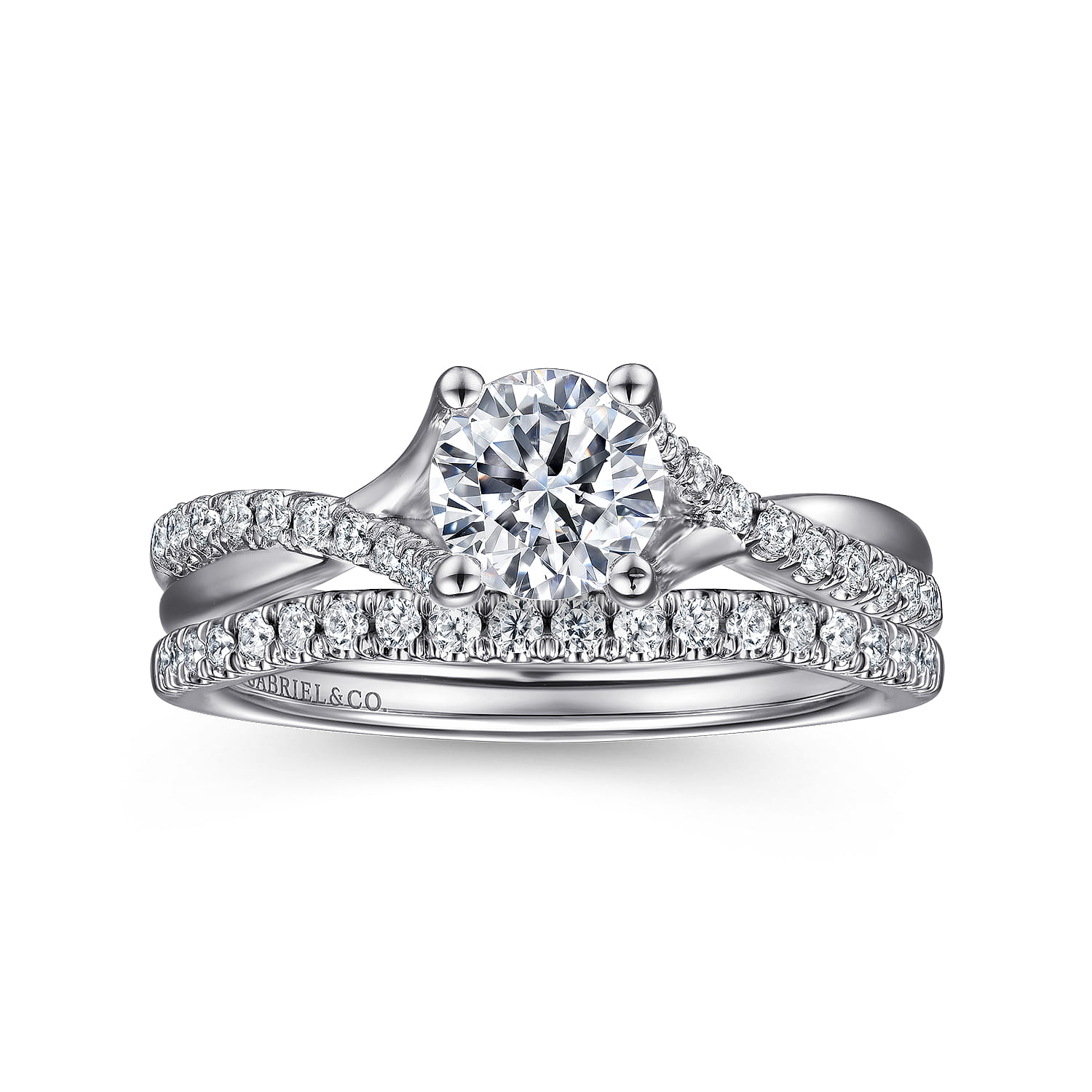 Leigh - 14K White Gold Round Diamond Engagement Ring - 0.14 ct - Shot 4