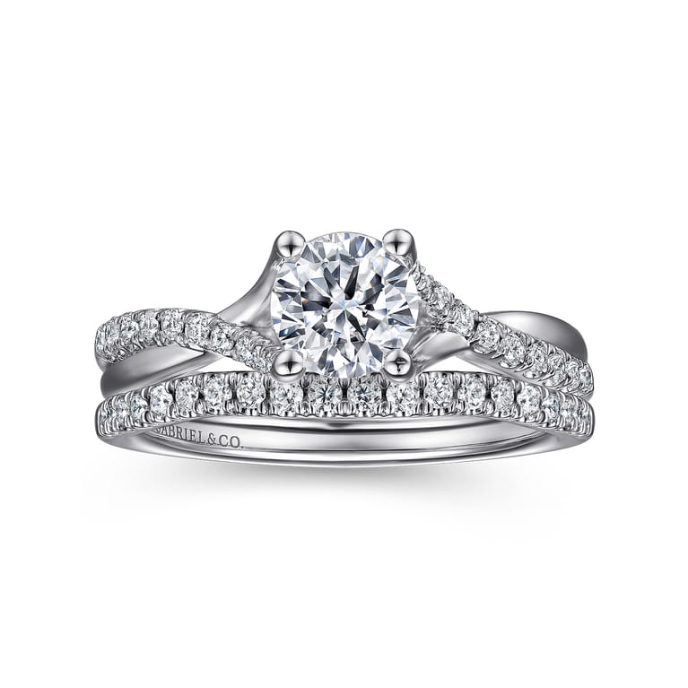 Leigh - 14K White Gold Round Diamond Engagement Ring - 0.14 ct - Shot 4