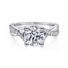 Leigh - 14K White Gold Twisted Round Diamond Engagement Ring - 0.28 ct