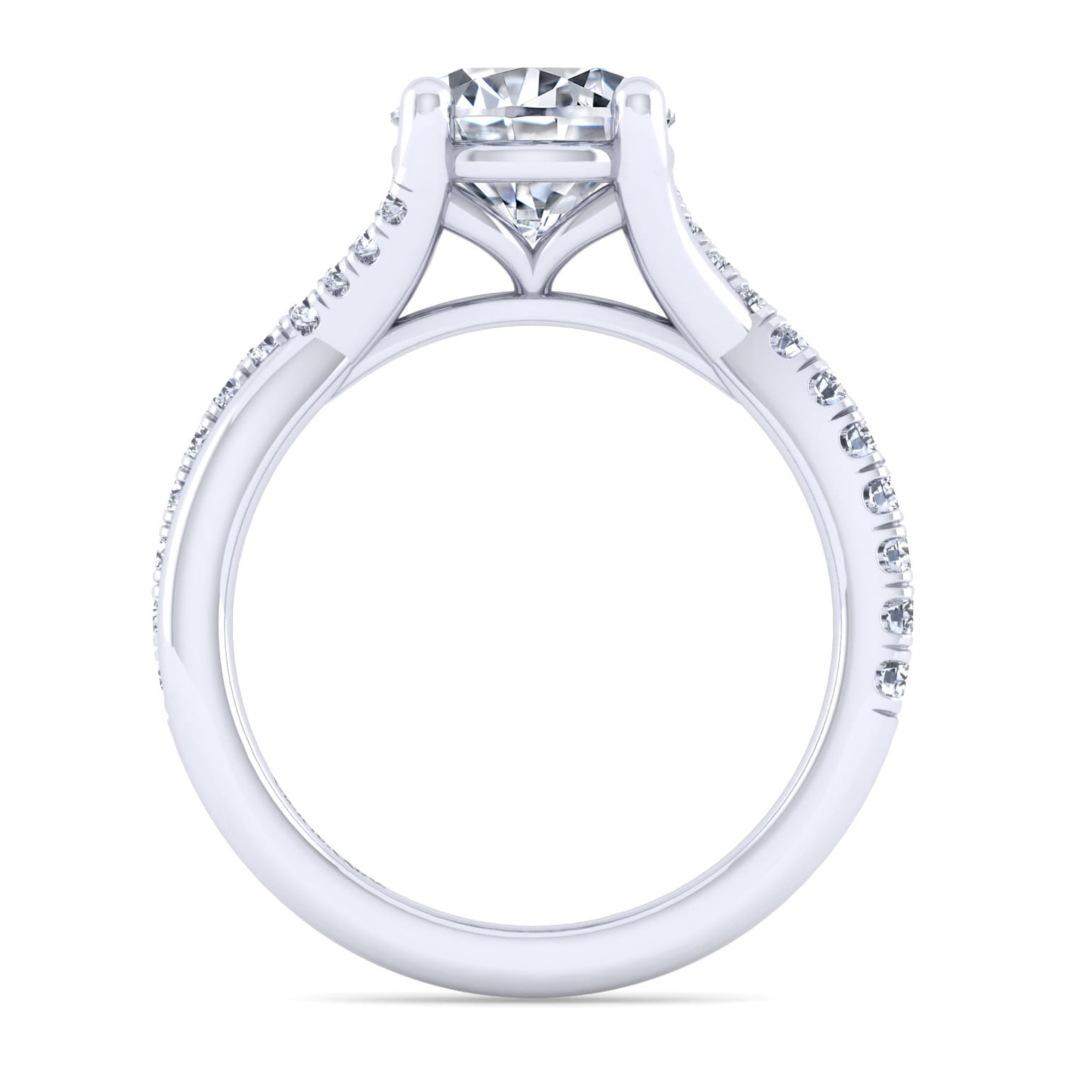 Leigh - 14K White Gold Twisted Round Diamond Engagement Ring - 0.28 ct - Shot 2