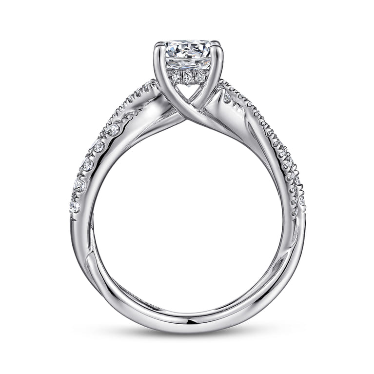 Sandrine - 14K White Gold Round Diamond Twisted Engagement Ring - 0.36 ct - Shot 2