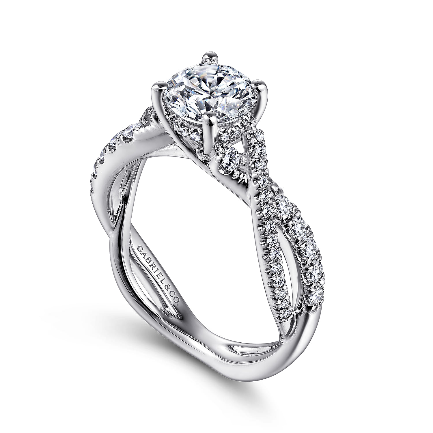 Sandrine - 14K White Gold Round Diamond Twisted Engagement Ring - 0.36 ct - Shot 3