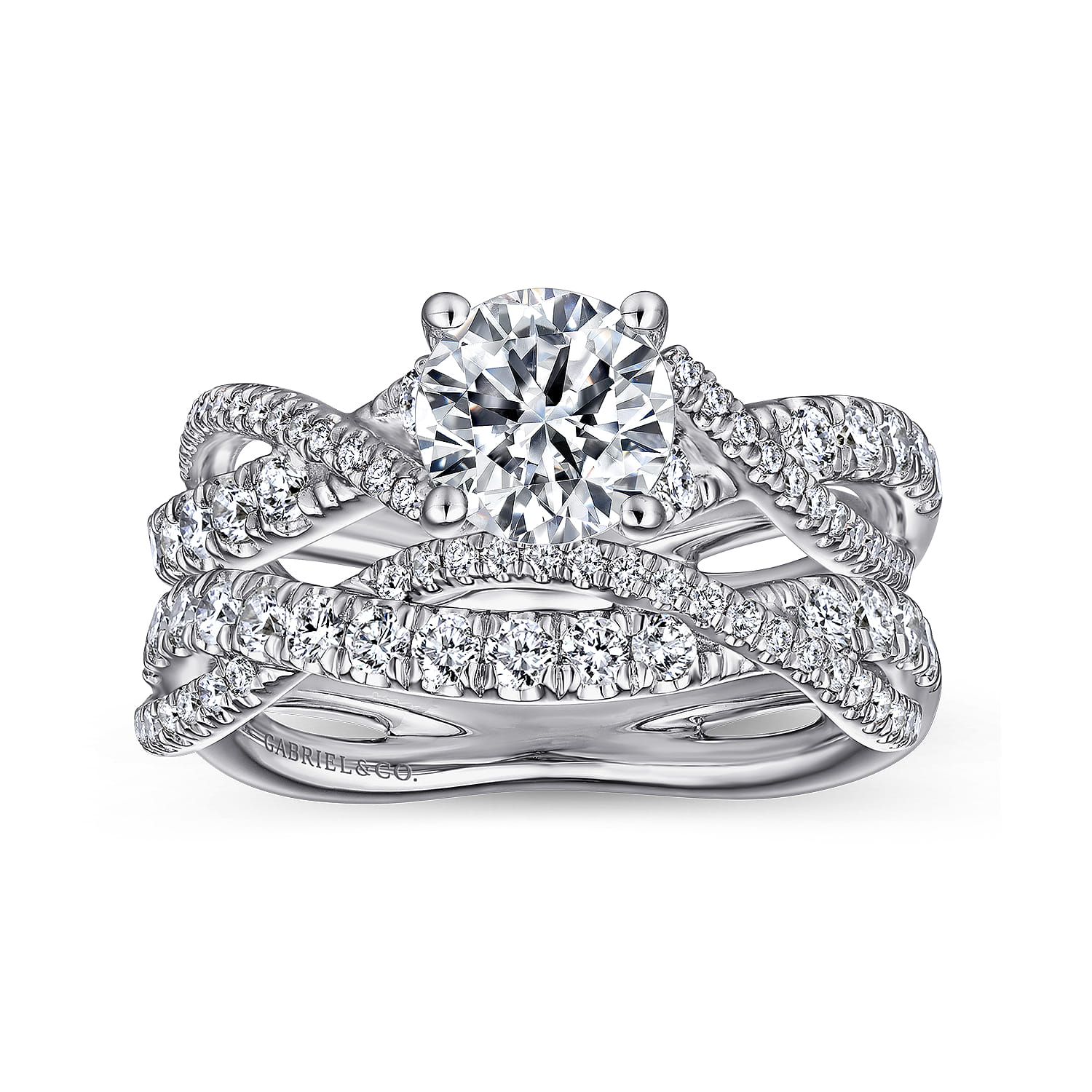 Sandrine - 14K White Gold Round Diamond Twisted Engagement Ring - 0.36 ct - Shot 4