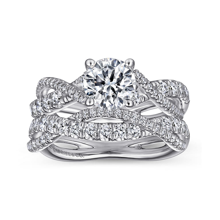Sandrine - 14K White Gold Round Diamond Twisted Engagement Ring - 0.36 ct - Shot 4
