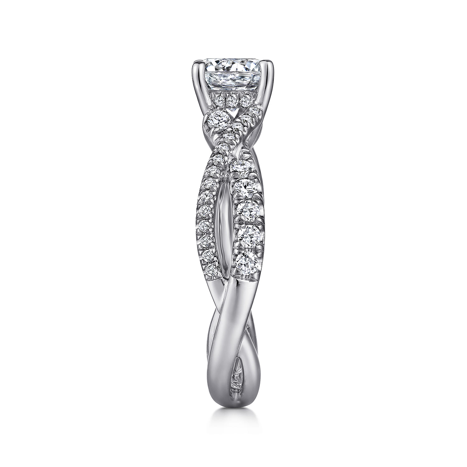 Sandrine - 14K White Gold Round Diamond Twisted Engagement Ring - 0.36 ct - Shot 5