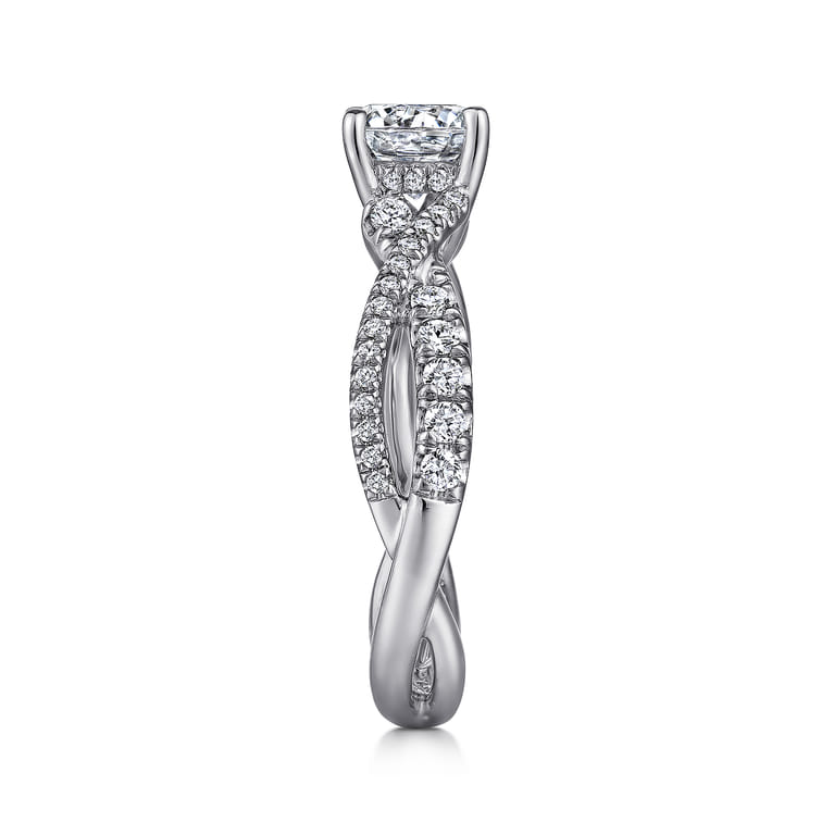 Sandrine - 14K White Gold Round Diamond Twisted Engagement Ring - 0.36 ct - Shot 5