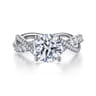 Sandrine - 14K White Gold Twisted Round Diamond Engagement Ring - 0.4 ct