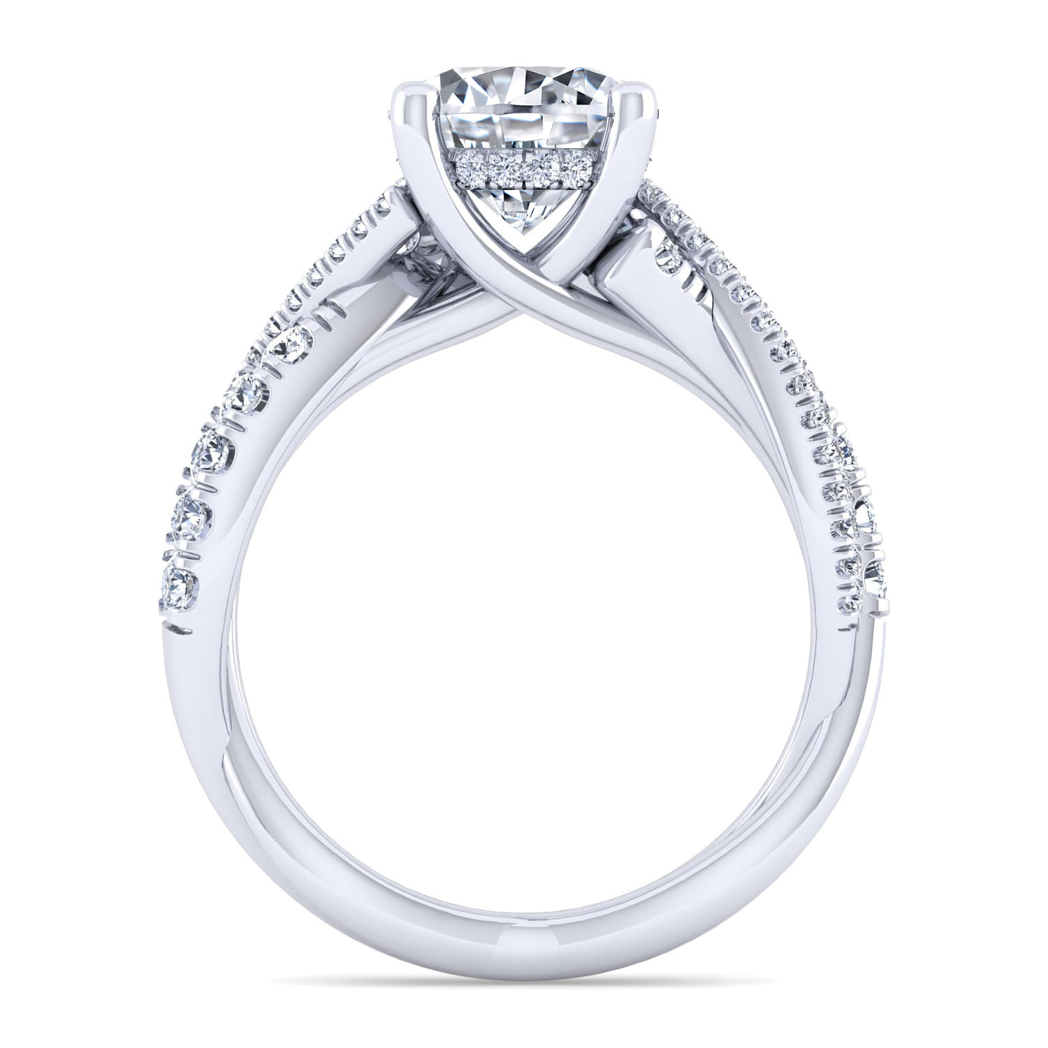 Sandrine - 14K White Gold Twisted Round Diamond Engagement Ring - 0.4 ct - Shot 2