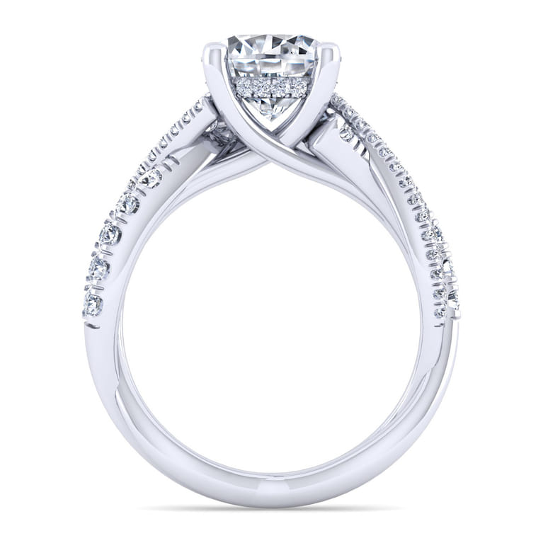 Sandrine - 14K White Gold Twisted Round Diamond Engagement Ring - 0.4 ct - Shot 2