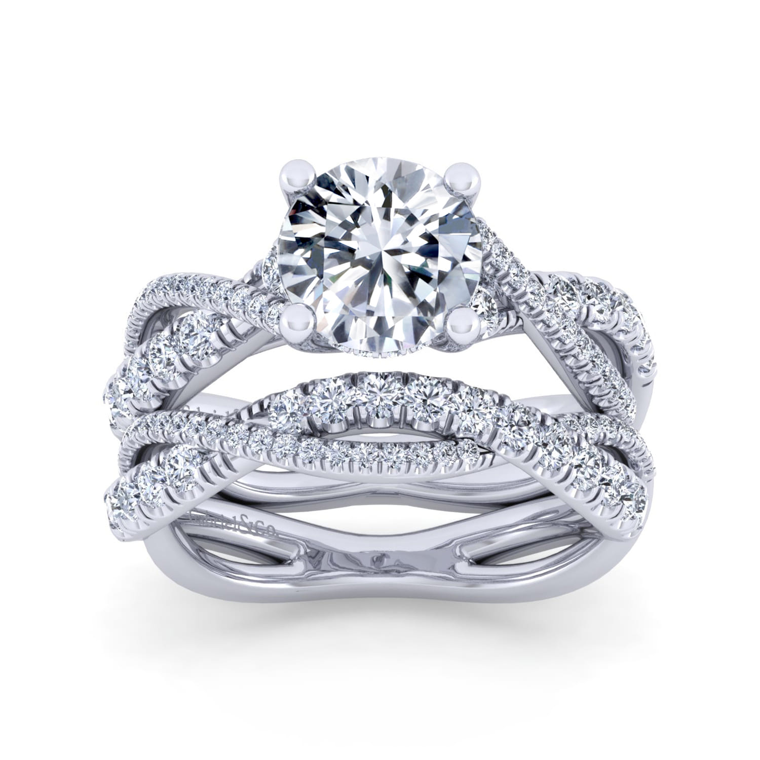 Sandrine - 14K White Gold Twisted Round Diamond Engagement Ring - 0.4 ct - Shot 4