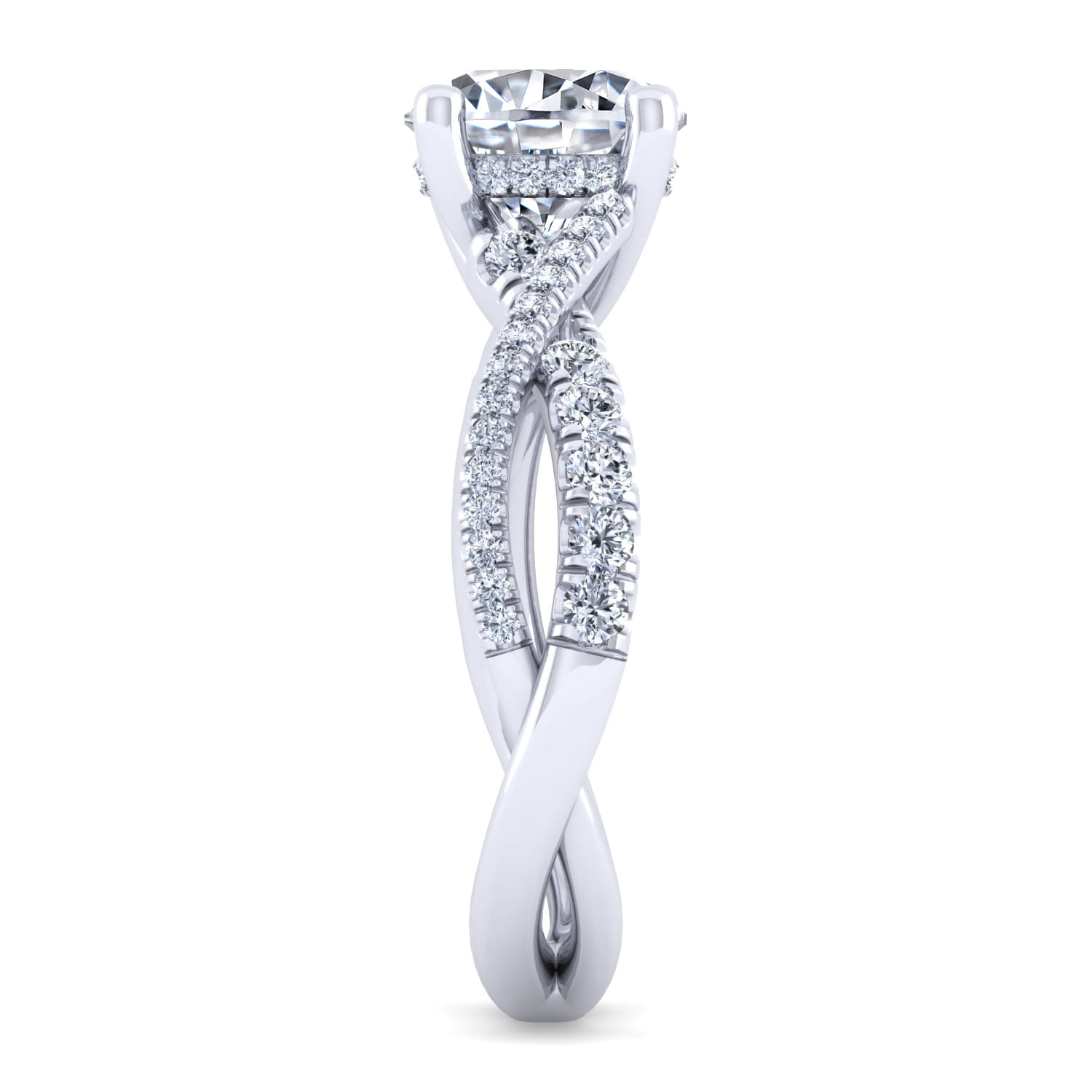 Sandrine - 14K White Gold Twisted Round Diamond Engagement Ring - 0.4 ct - Shot 5